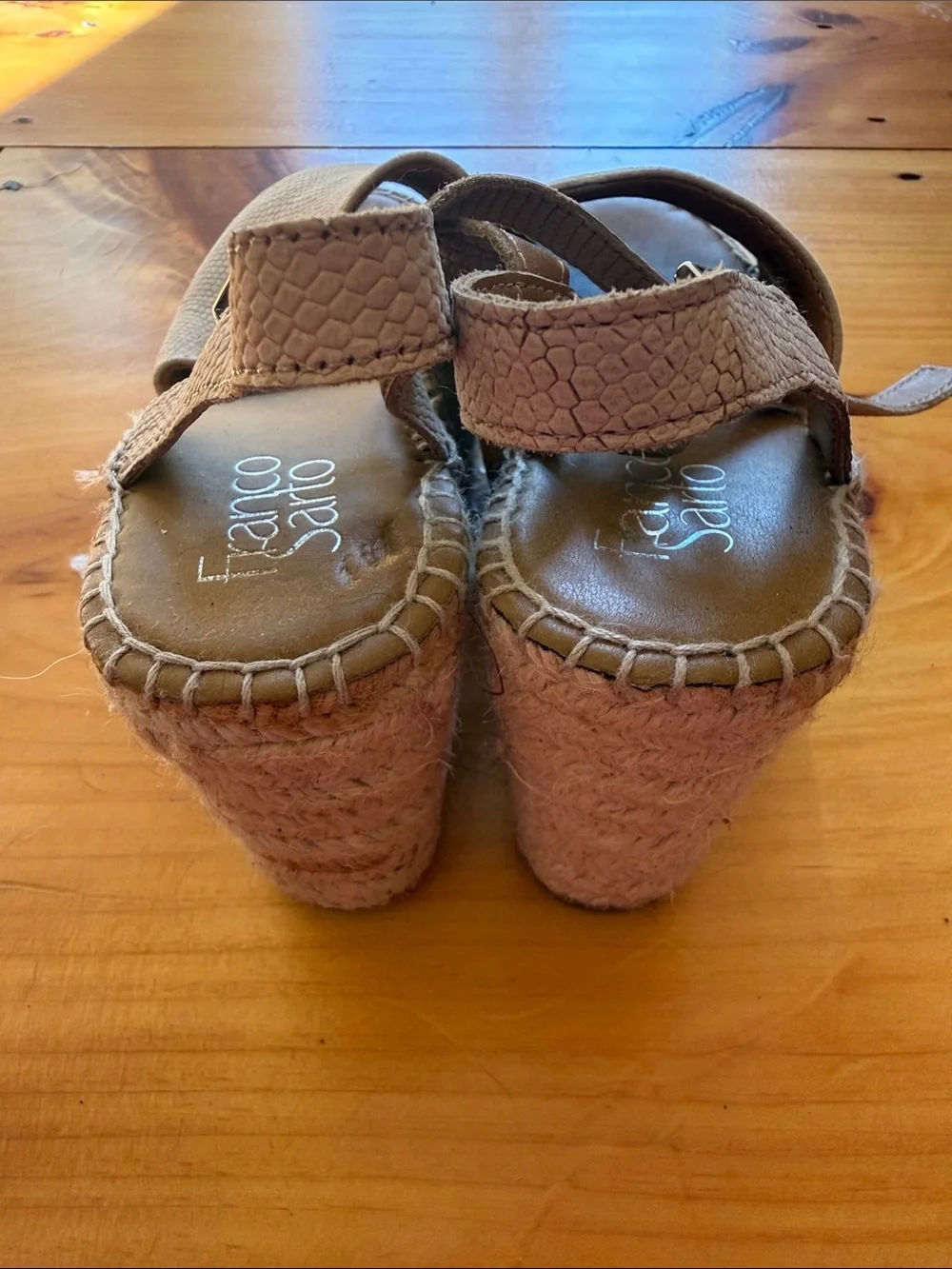 Franco Sarto Taupe Espadrille Wedge Sandals
